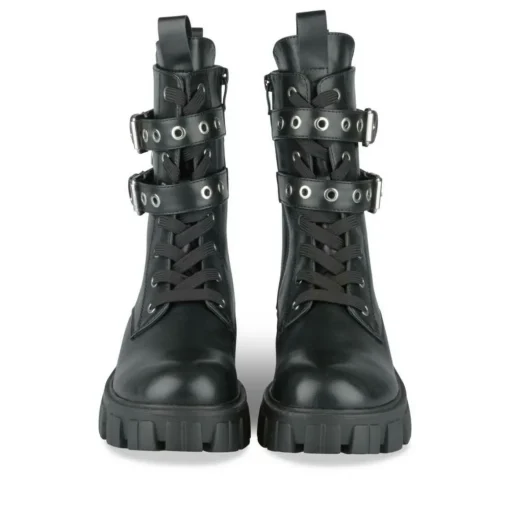 Bottines Rangers NOIR Femme Motif Uni Lacets
