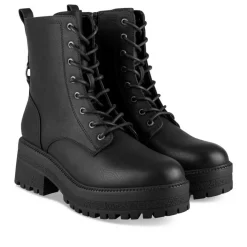 Bottines Rangers NOIR Femme Motif Uni Lacets