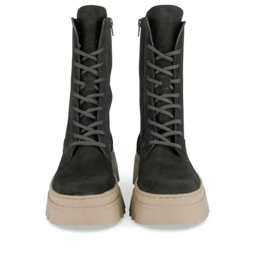 Bottines Rangers NOIR Femme CUIR Motif Uni Lacets