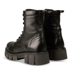 Bottines Rangers NOIR Femme CUIR Motif Uni Lacets