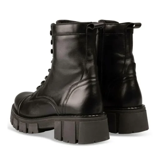 Bottines Rangers NOIR Femme CUIR Motif Uni Lacets