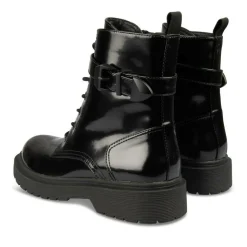 Bottines Rangers NOIR Femme Motif Vernis Fermeture éclair