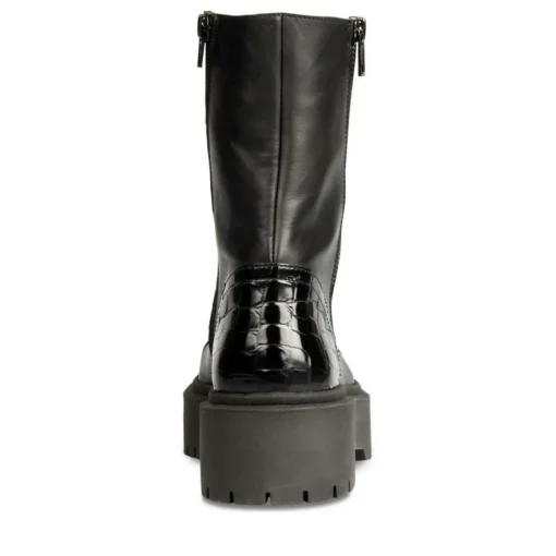 Bottines Rangers NOIR Femme CUIR Motif Uni Fermeture éclair