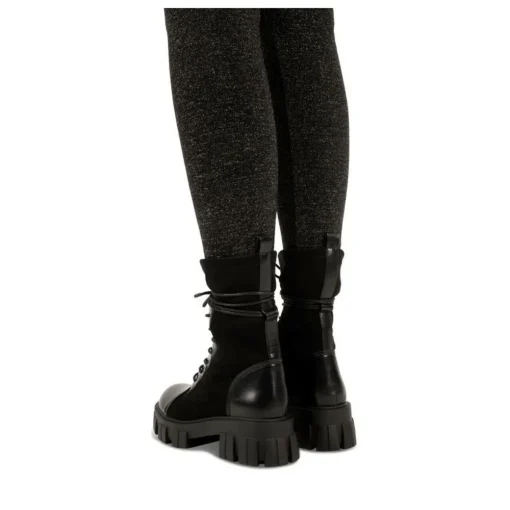 Bottines Rangers NOIR Femme Motif Uni Lacets