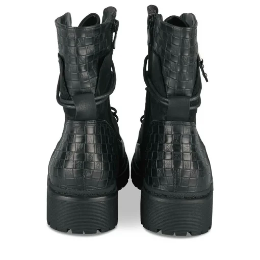 Bottines Rangers NOIR Femme Motif Animal Lacets