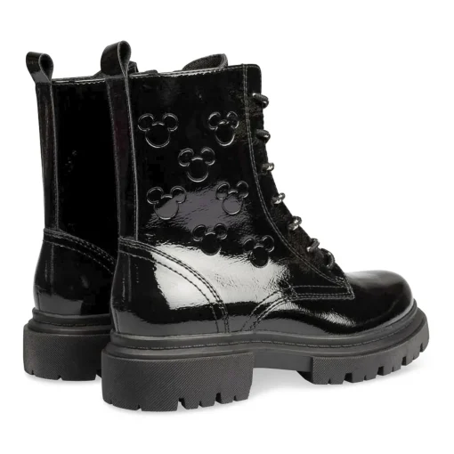 Bottines Rangers NOIR Femme Motif Vernis Fermeture éclair