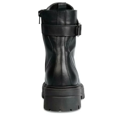 Bottines Rangers NOIR Femme CUIR Motif Uni Lacets