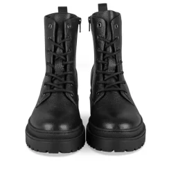Bottines Rangers NOIR Femme CUIR Motif Uni Elastique
