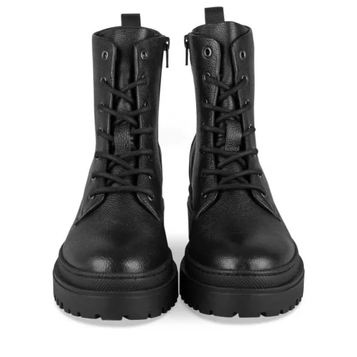 Bottines Rangers NOIR Femme CUIR Motif Uni Elastique