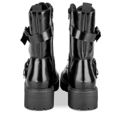 Bottines Rangers NOIR Femme Motif Uni Fermeture éclair