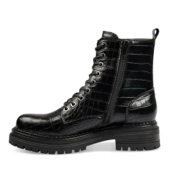 Bottines Rangers NOIR Femme Motif Animal Lacets