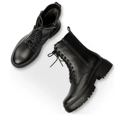 Bottines Rangers NOIR Femme Motif Uni Fermeture éclair