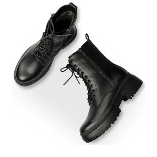 Bottines Rangers NOIR Femme Motif Uni Fermeture éclair