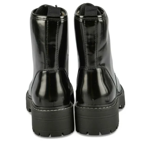 Bottines Rangers NOIR Femme Motif Vernis Lacets