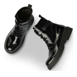 Bottines Rangers NOIR Femme Motif Vernis Fermeture éclair