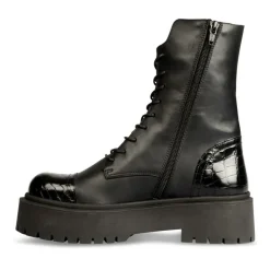 Bottines Rangers NOIR Femme CUIR Motif Uni Fermeture éclair