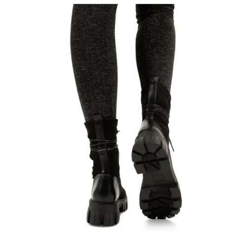 Bottines Rangers NOIR Femme Motif Uni Lacets