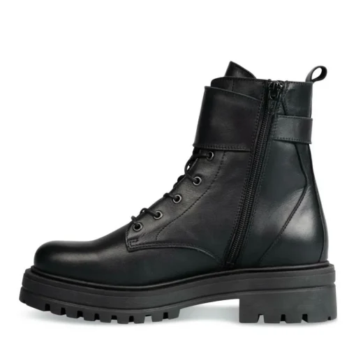 Bottines Rangers NOIR Femme CUIR Motif Uni Lacets