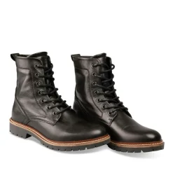 Bottines Rangers NOIR Femme CUIR Motif Uni Lacets
