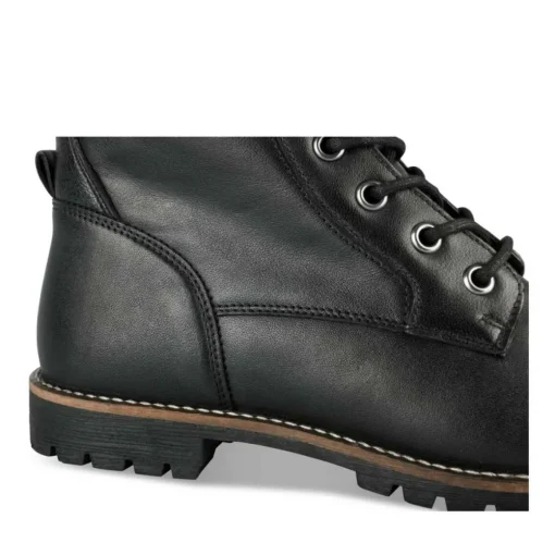 Bottines Rangers NOIR Femme CUIR Motif Uni Lacets