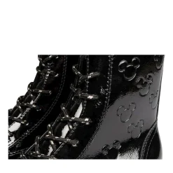 Bottines Rangers NOIR Femme Motif Vernis Fermeture éclair