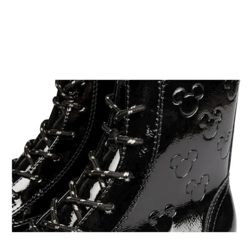 Bottines Rangers NOIR Femme Motif Vernis Fermeture éclair
