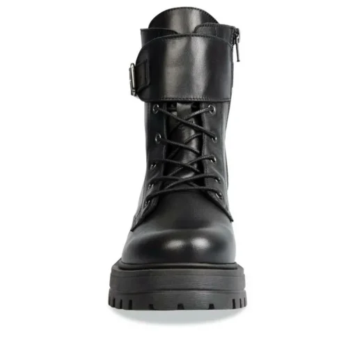 Bottines Rangers NOIR Femme CUIR Motif Uni Lacets