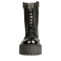 Bottines Rangers NOIR Femme CUIR Motif Uni Fermeture éclair