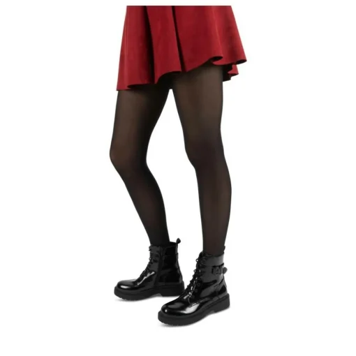 Bottines Rangers NOIR Femme Motif Vernis Fermeture éclair