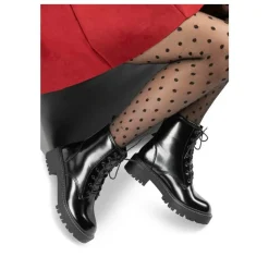 Bottines Rangers NOIR Femme Motif Vernis Lacets