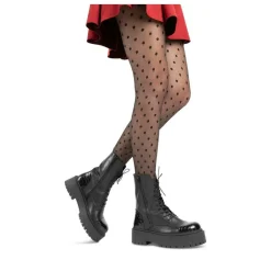 Bottines Rangers NOIR Femme CUIR Motif Uni Fermeture éclair