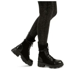 Bottines Rangers NOIR Femme Motif Uni Lacets