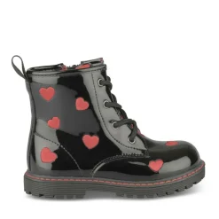 Bottines Rangers NOIR Fille Motif Coeurs Fermeture éclair