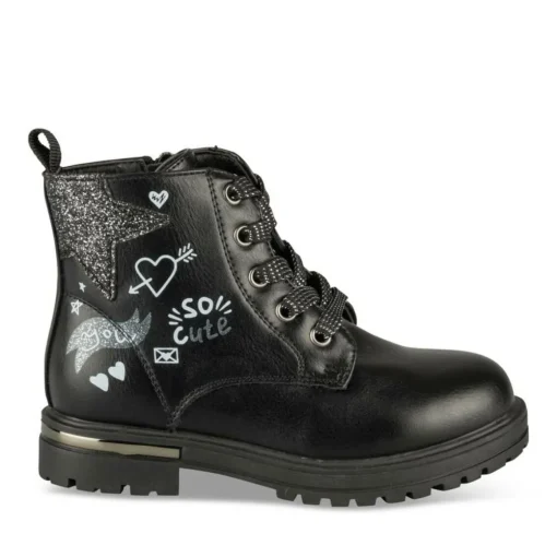 Bottines Rangers NOIR Fille Motif Uni Fermeture éclair