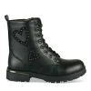 Bottines Rangers NOIR Fille Motif Coeurs Lacets