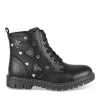 Bottines Rangers NOIR Fille Motif Coeurs Lacets