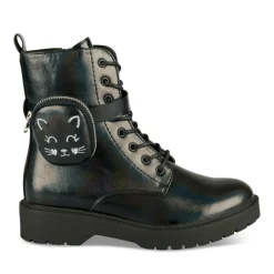 Bottines Rangers NOIR Fille Motif Iridescent Lacets