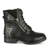 Bottines Rangers NOIR Fille Motif Etoiles Lacets