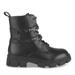 Bottines Rangers NOIR Fille Motif Clouté Lacets