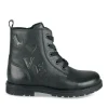 Bottines Rangers NOIR Fille CUIR Motif Uni Lacets