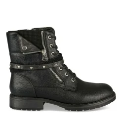 Bottines Rangers NOIR Fille Motif Clouté Lacets