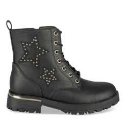 Bottines Rangers NOIR Fille Motif Etoiles Lacets