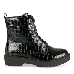 Bottines Rangers NOIR Fille Motif Vernis Lacets