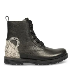 Bottines Rangers NOIR Fille CUIR Motif Uni Lacets