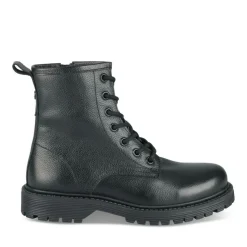 Bottines Rangers NOIR Fille CUIR Motif Uni Lacets