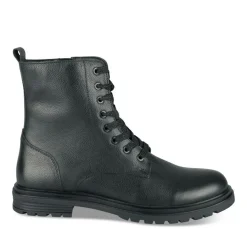 Bottines Rangers NOIR Fille CUIR Motif Uni Lacets