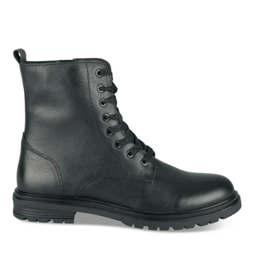 Bottines Rangers NOIR Fille CUIR Motif Uni Lacets