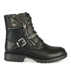 Bottines Rangers NOIR Fille Motif Chaîne Lacets