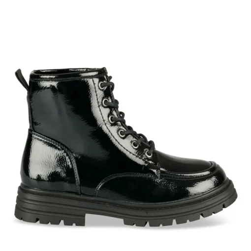 Bottines Rangers NOIR Fille Motif Vernis Lacets