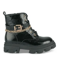 Bottines Rangers NOIR Fille Motif Vernis Lacets